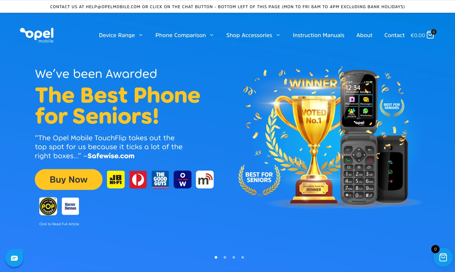 Opel Mobile ecommerce homepage shown on desktop