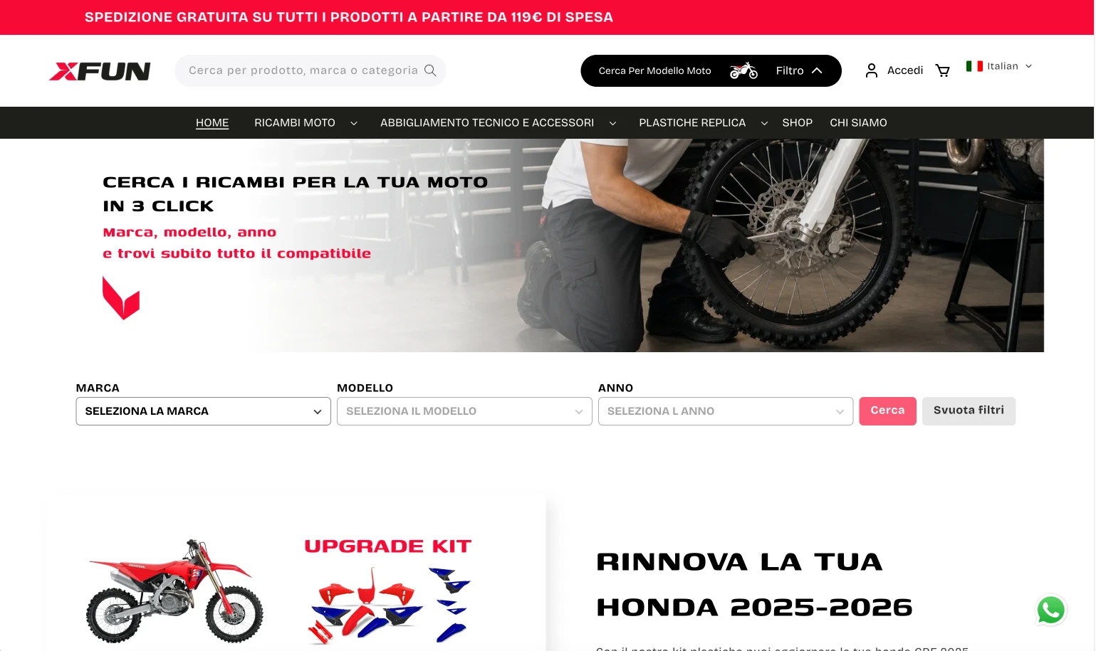 XFUN ecommerce homepage shown on desktop